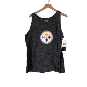 NFL Pittsburgh Steelers Womens Black Space Dye Sleeveless Tank Size 2XL NWT